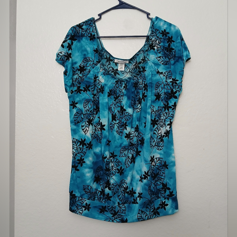 VTG EUC Carol Rose Floral Poly-Spandex Top-Women's L